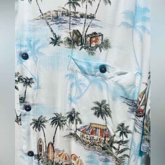 Island Shores Hawaiian shirt tropical Sport surfing palms Resort Beach men’s XXL - Picture 4 of 5